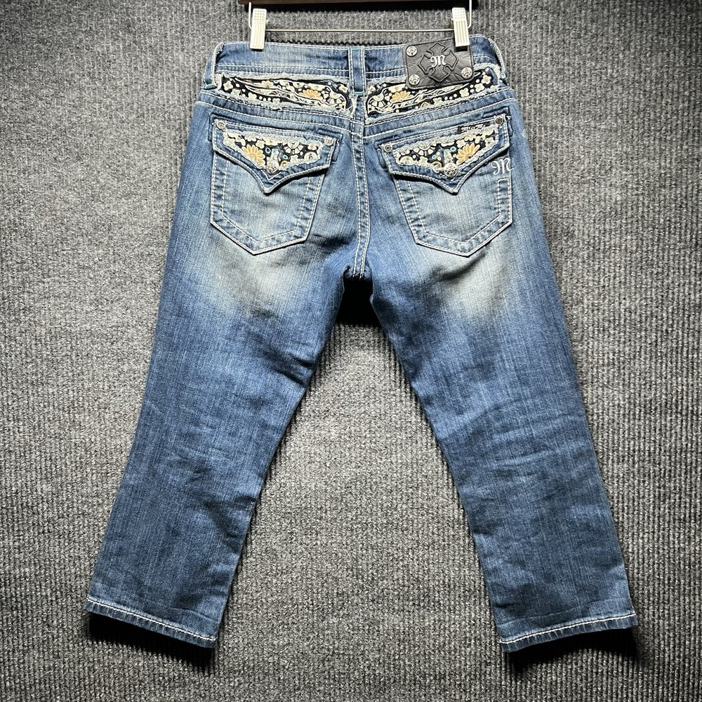 Miss Me Capri Jeans Womens 26 Signature Cuffed Embellished Pockets JP7523P